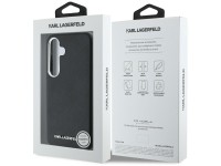 Karl Lagerfeld Saffiano Full Wrapped Elongated Metal Logo MagSafe Case for Samsung Galaxy S25 - Blac