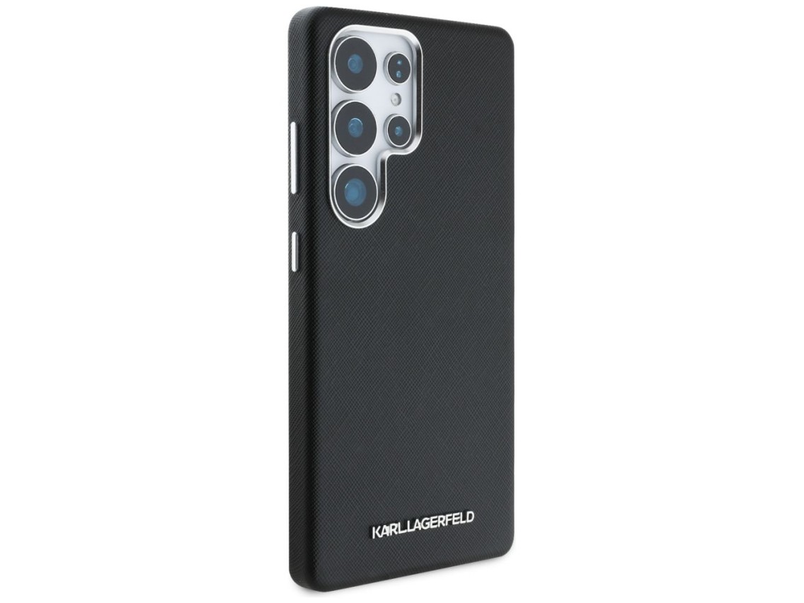 Capa MagSafe Karl Lagerfeld Saffiano com Logo Met�lico Alongado para Samsung Galaxy S25 Ultra - Pret