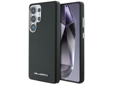 Karl Lagerfeld Saffiano Full Wrapped Elongated Metal Logo MagSafe Case for Samsung Galaxy S25 Ultra 