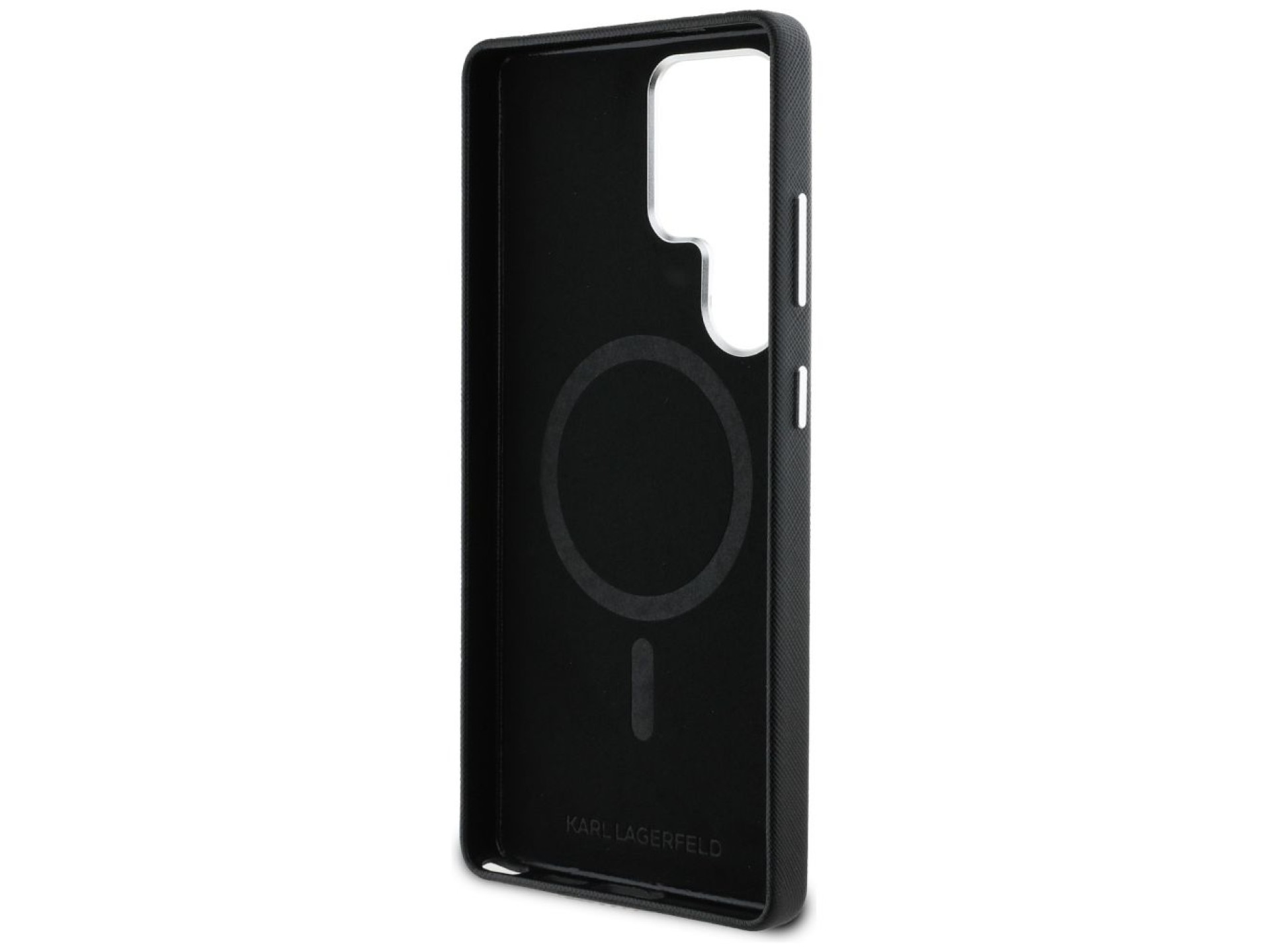 Capa MagSafe Karl Lagerfeld Saffiano com Logo Metálico Alongado para Samsung Galaxy S25 Ultra - Pret
