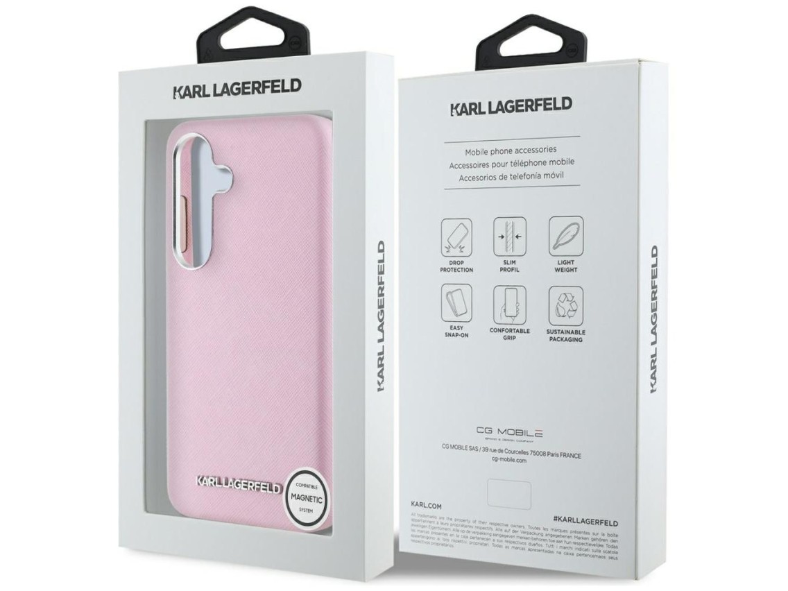 Funda Karl Lagerfeld Saffiano con logotipo metálico alargado y envoltura completa para Samsung Galax