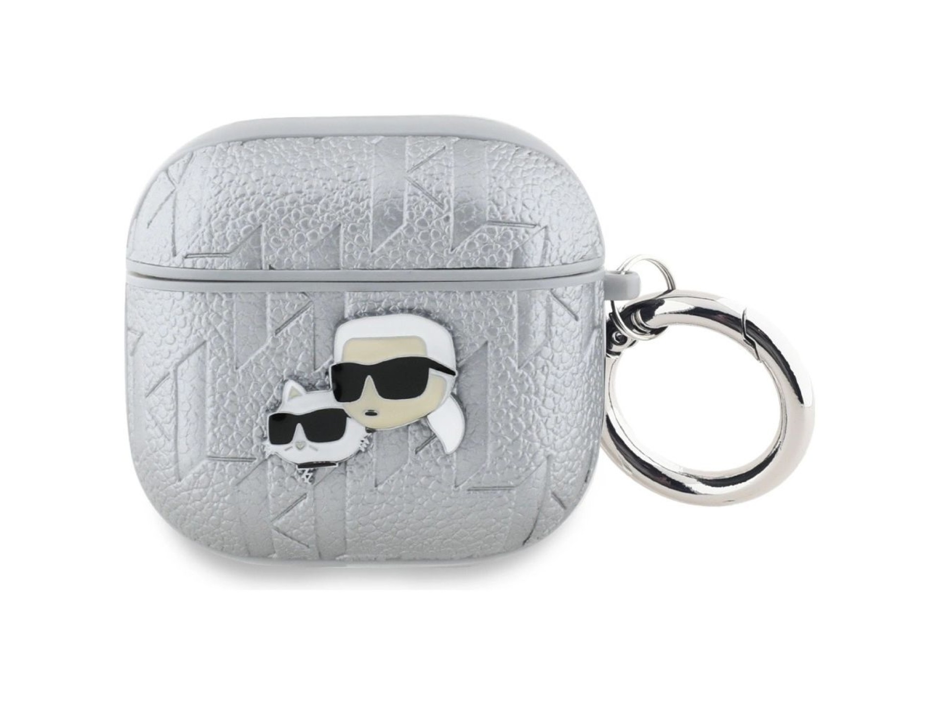 Funda Karl Lagerfeld Monogram Karl & Choupette para AirPods 4 - plateada