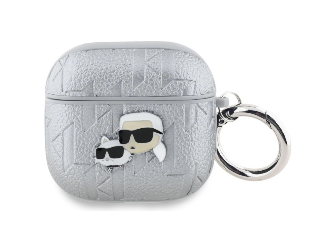 Funda Karl Lagerfeld Monogram Karl & Choupette para AirPods 4 - plateada