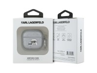 Funda Karl Lagerfeld Monogram Karl & Choupette para AirPods 4 - plateada