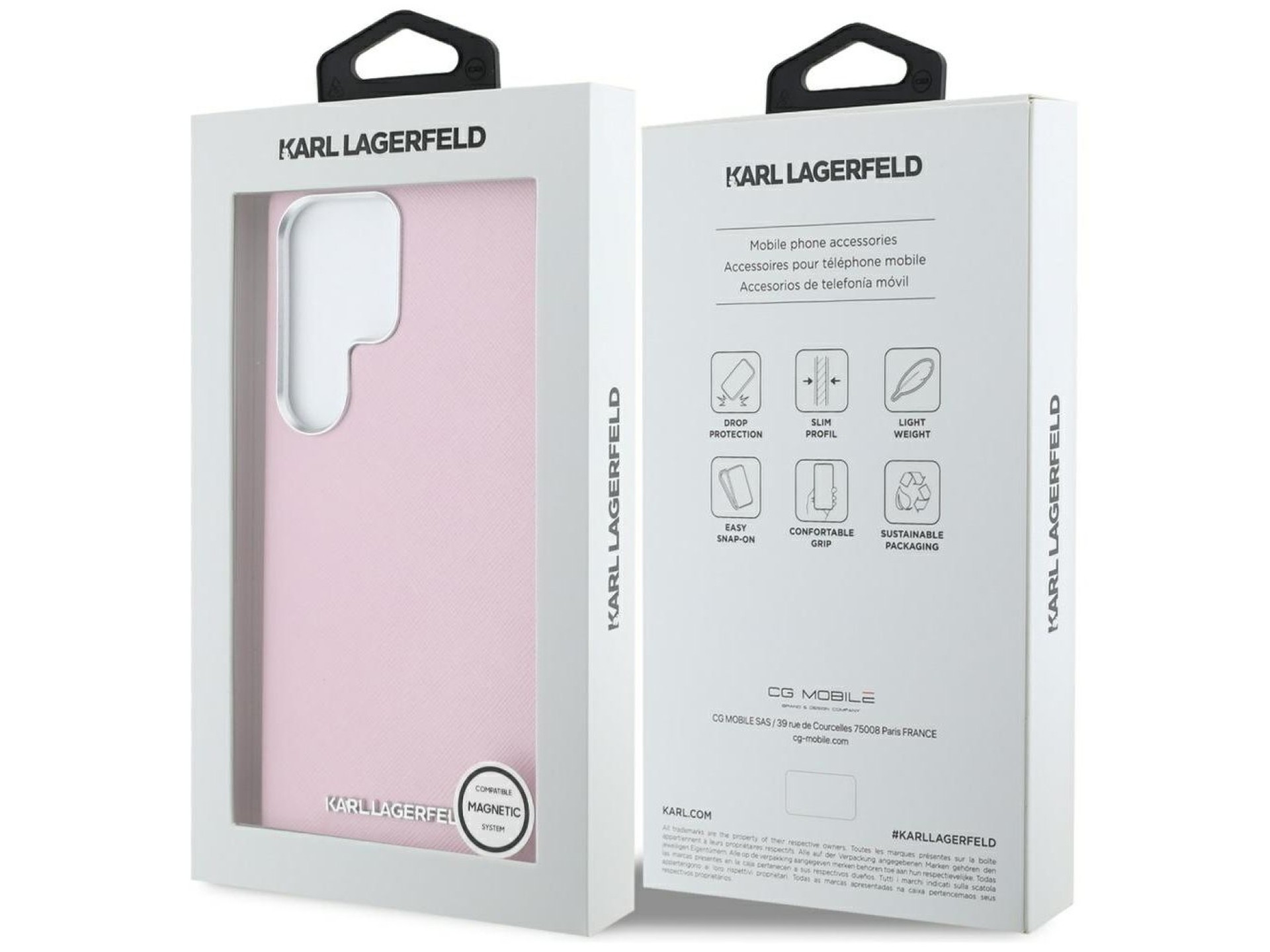 Funda Karl Lagerfeld Saffiano con logotipo metálico alargado y envoltura completa para Samsung Galax