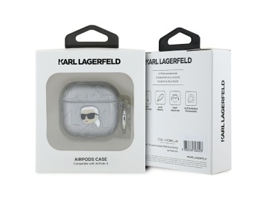 Karl Lagerfeld Monogram Karl Head case for AirPods 4 - silver