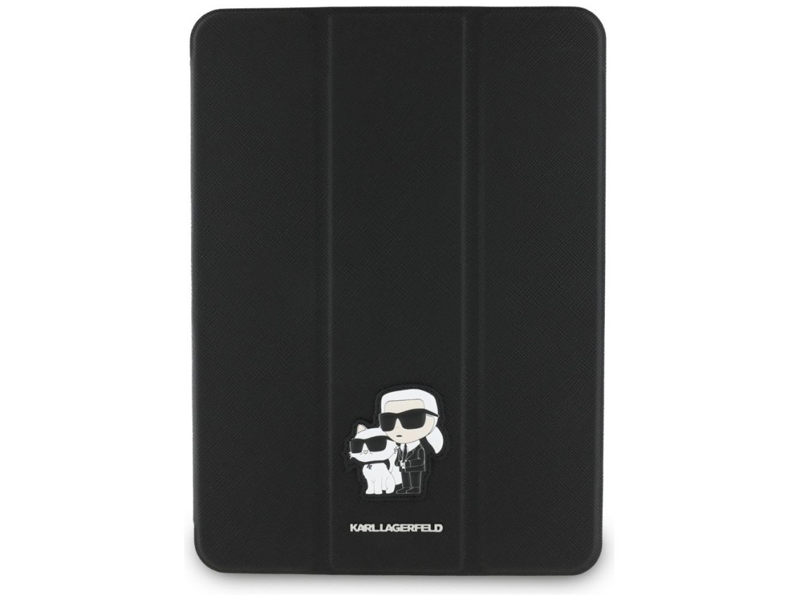 Capa tipo livro Karl Lagerfeld Saffiano Magnetic Karl & Choupette para iPad Pro 11" 2024 - Preta
