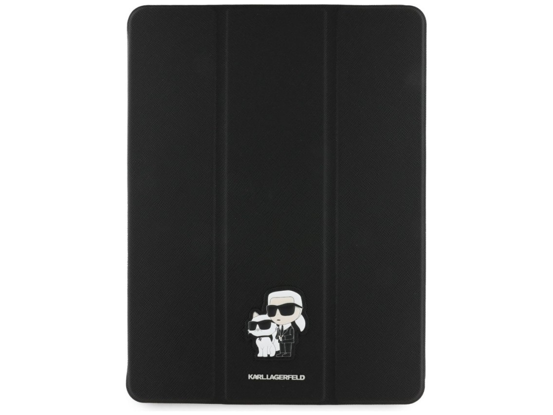 Karl Lagerfeld Saffiano Magnetic Karl & Choupette iPad Pro 13" 2024 Book Cover Case - Black