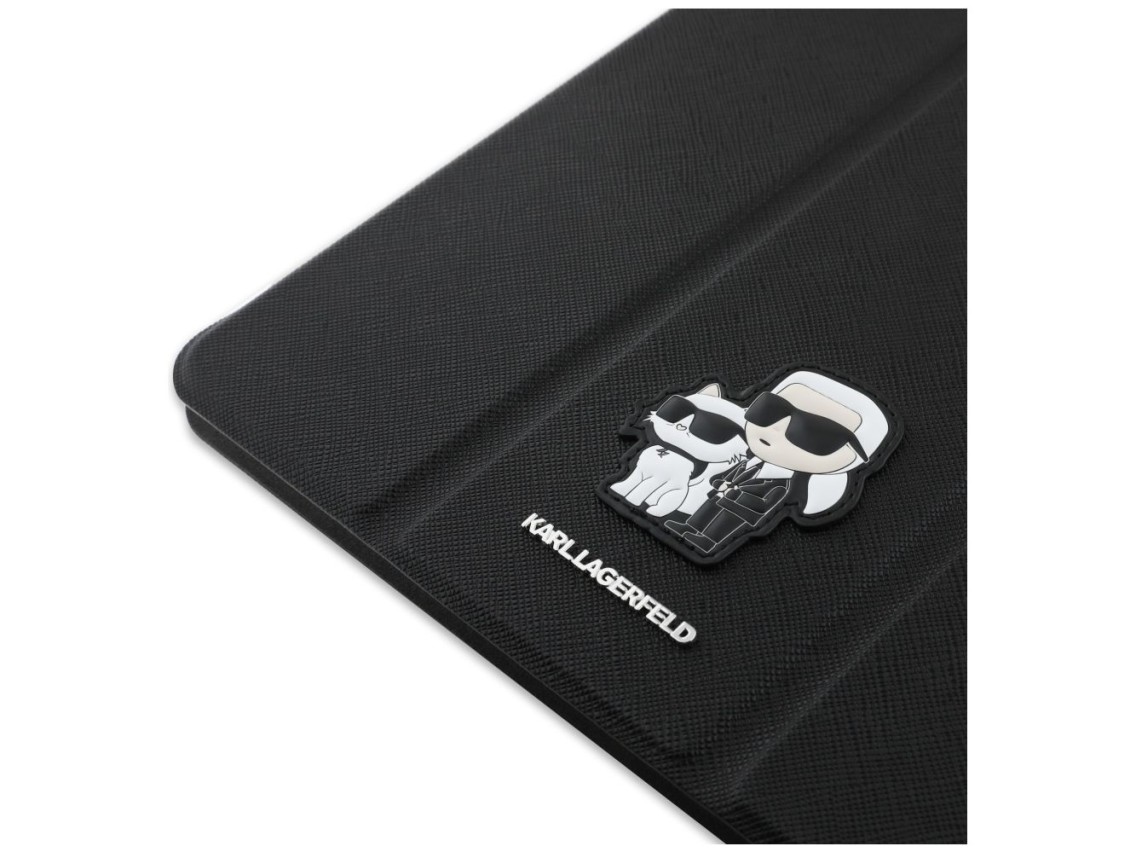 Karl Lagerfeld Saffiano Magnetic Karl & Choupette iPad Air 11" 2024 Book Cover Case - Black