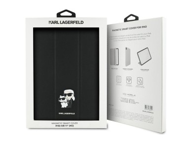 Karl Lagerfeld Saffiano Magnetic Karl & Choupette iPad Air 11" 2024 Book Cover Case - Black
