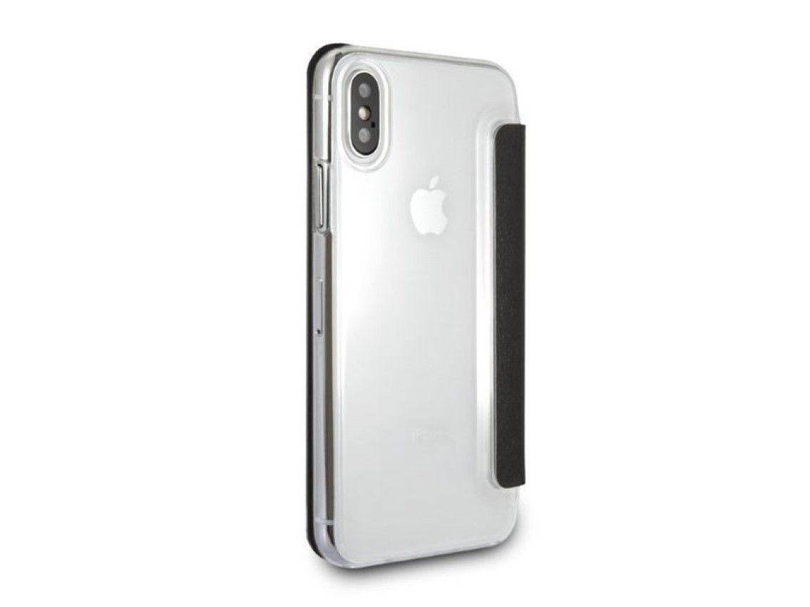 Capa para iPhone X/Xs com Glitter e Assinatura Karl Lagerfeld - Preta