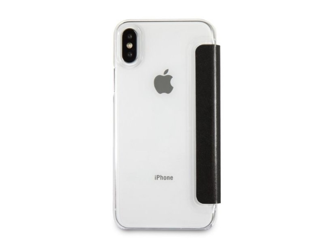 Capa para iPhone X/Xs com Glitter e Assinatura Karl Lagerfeld - Preta