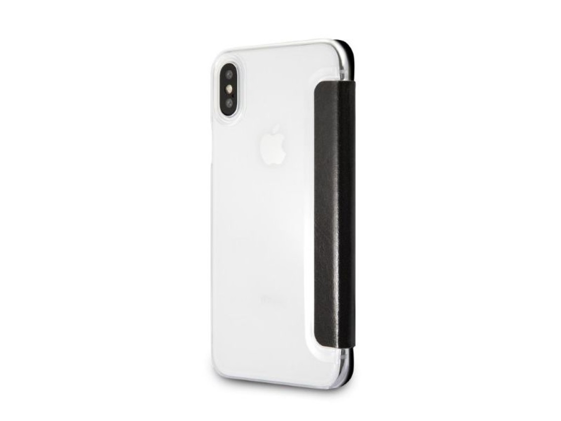 Capa para iPhone X/Xs com Glitter e Assinatura Karl Lagerfeld - Preta