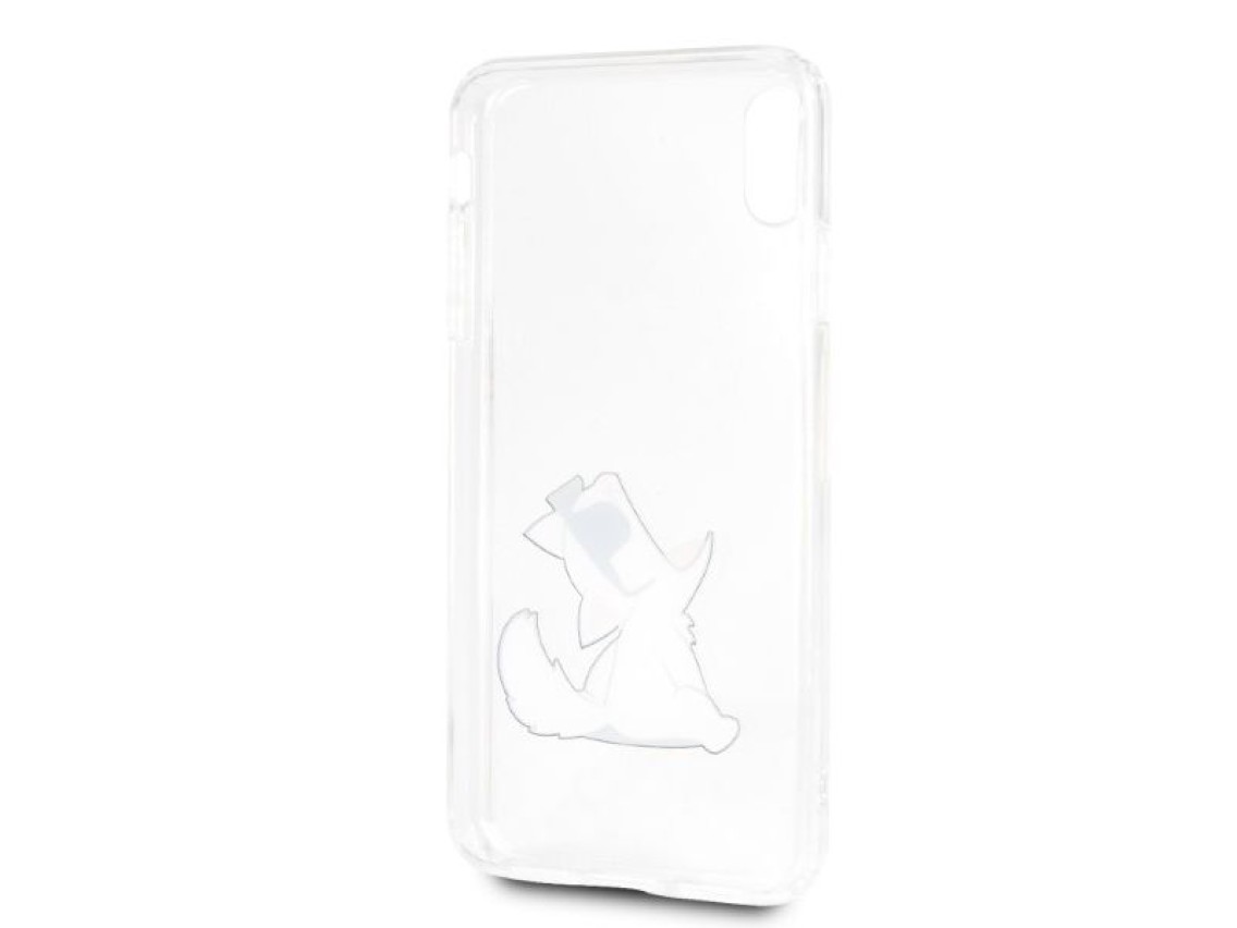 Capa transparente para iPhone Xs Max com estampa de Choupette, de Karl Lagerfeld.