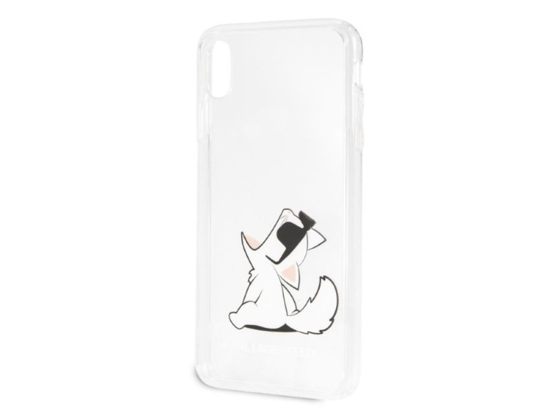 Capa transparente para iPhone Xs Max com estampa de Choupette, de Karl Lagerfeld.