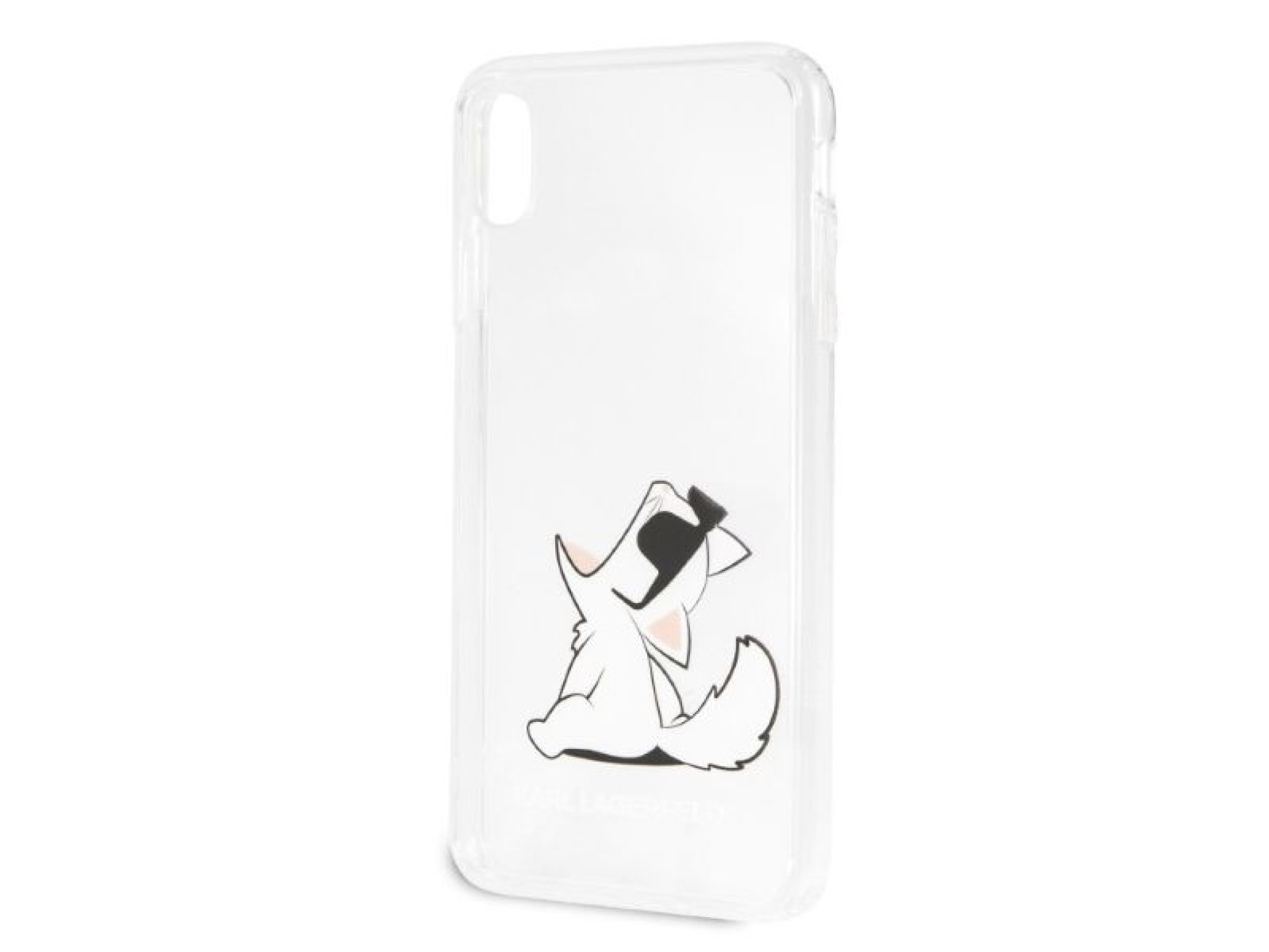 Capa transparente para iPhone Xs Max com estampa de Choupette, de Karl Lagerfeld.