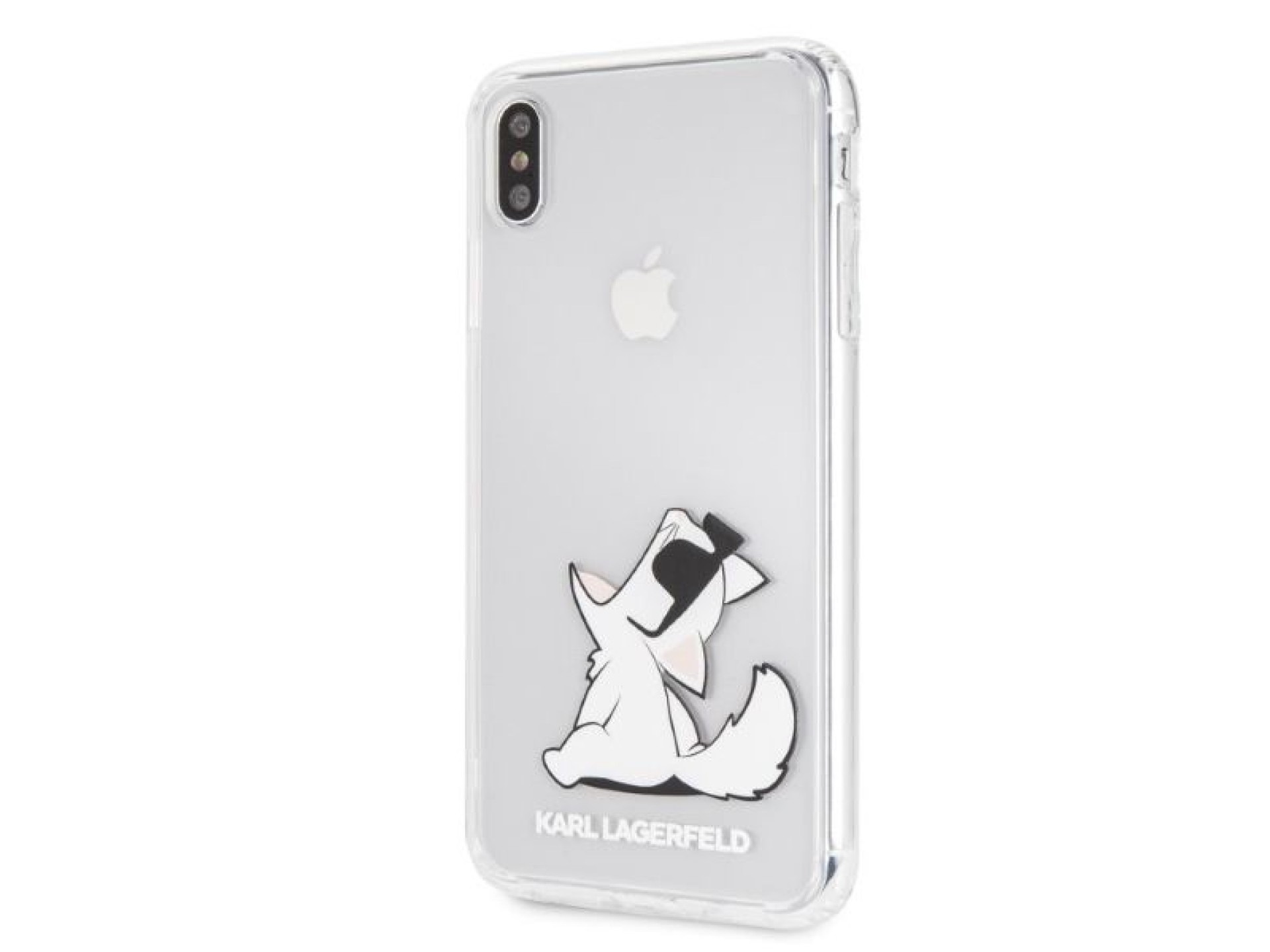 Capa transparente para iPhone Xs Max com estampa de Choupette, de Karl Lagerfeld.