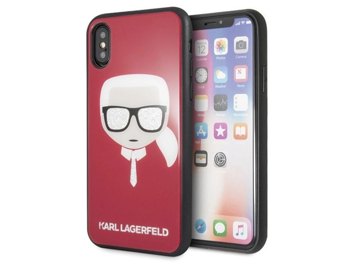 Karl Lagerfeld Iconic Glitter Karl`s Head iPhone X / Xs Case - Red