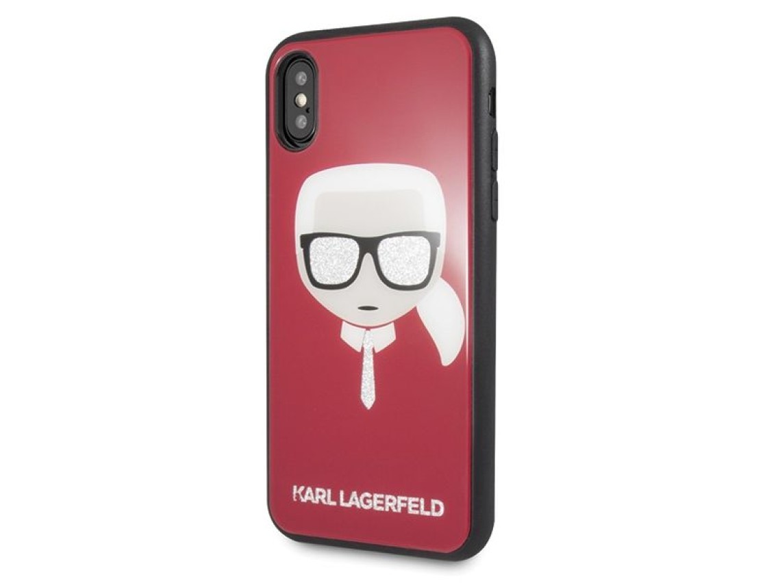 Karl Lagerfeld Iconic Glitter Karl`s Head iPhone X / Xs Case - Red