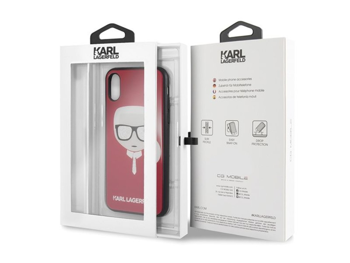 Karl Lagerfeld Iconic Glitter Karl`s Head iPhone X / Xs Case - Red