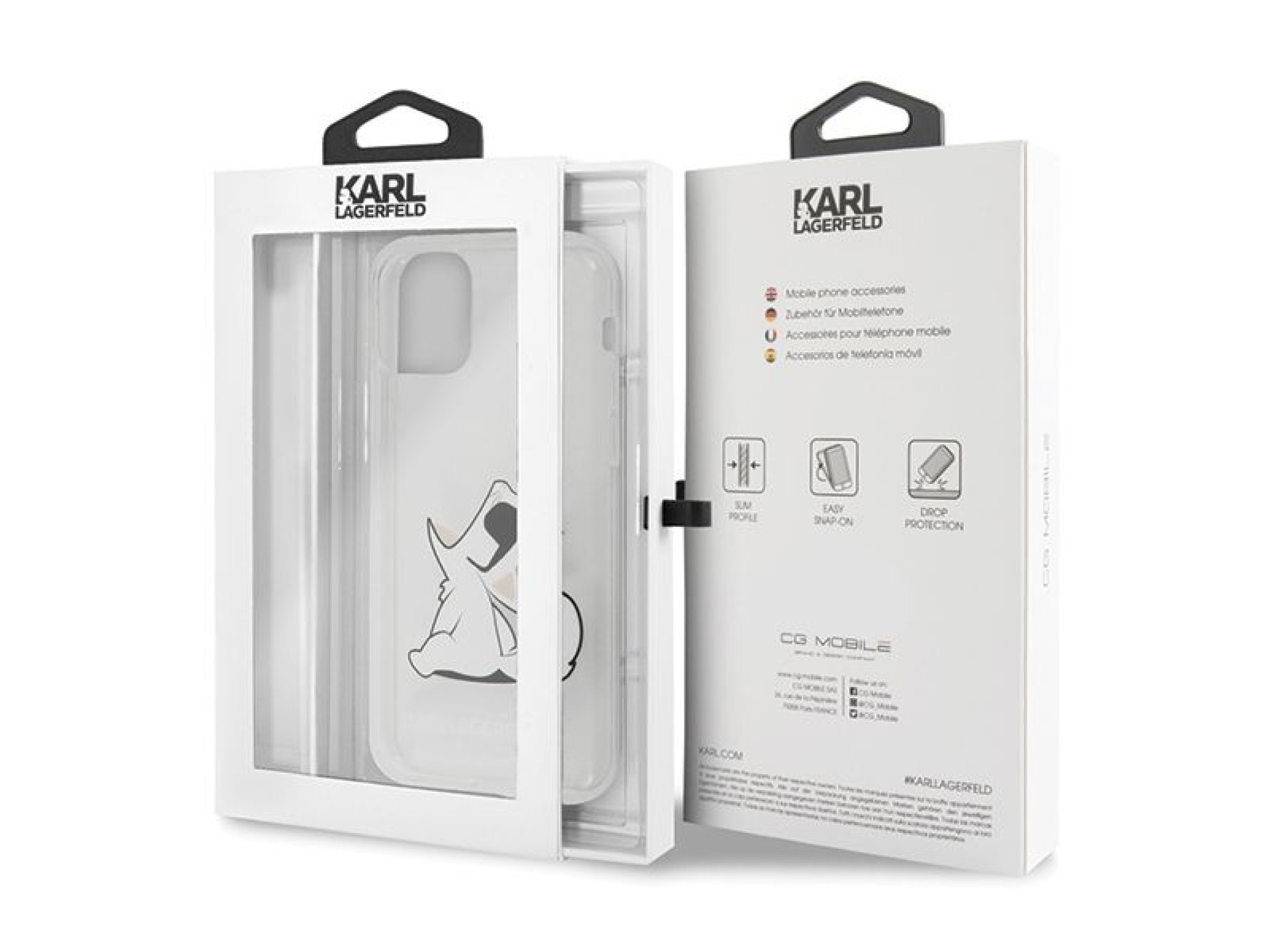 Funda transparente para iPhone 11/Xr con diseño de Choupette de Karl Lagerfeld
