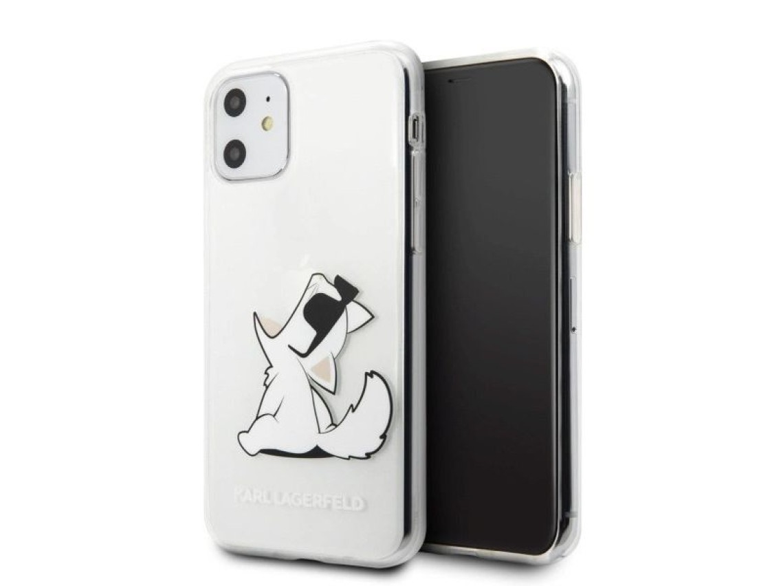 Funda transparente para iPhone 11/Xr con diseño de Choupette de Karl Lagerfeld