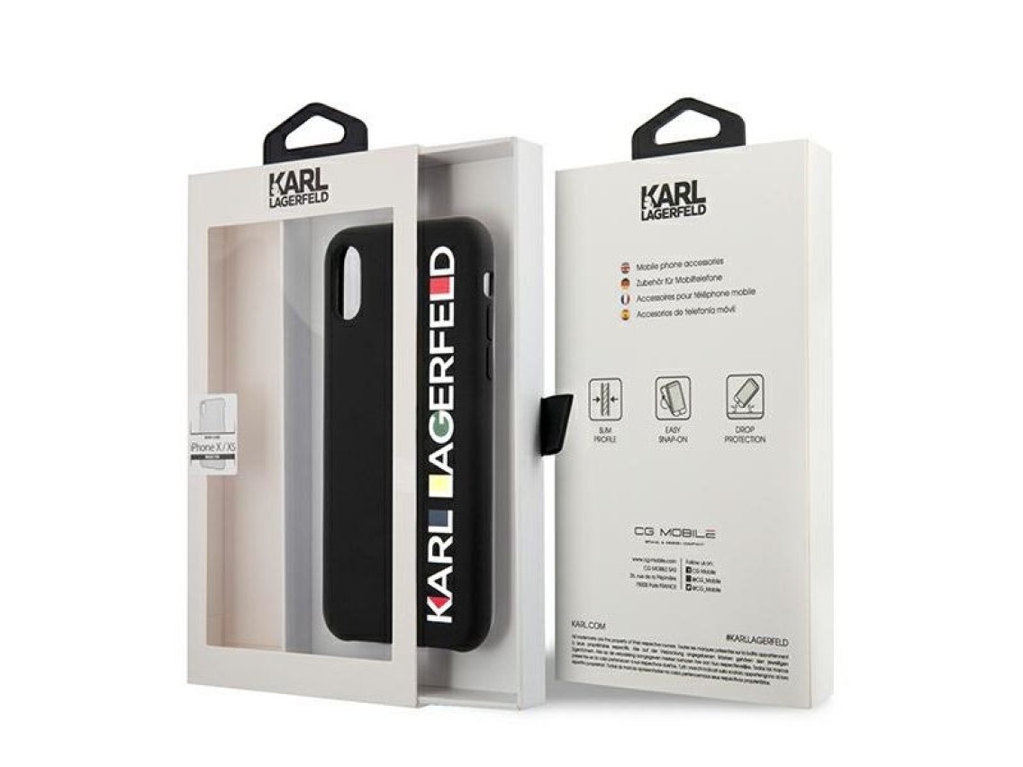 Funda brillante Karl Lagerfeld Bauhaus para iPhone X/XS - Negra