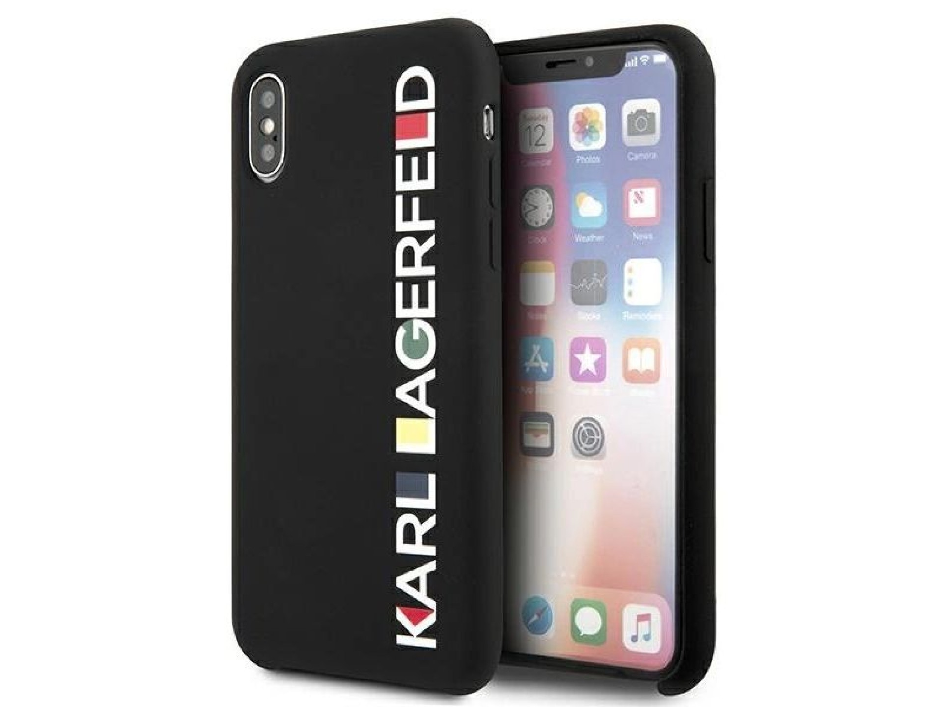 Funda brillante Karl Lagerfeld Bauhaus para iPhone X/XS - Negra
