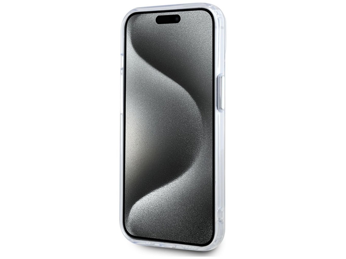 Capa MagSafe Karl Lagerfeld IML Metal Karl Head para iPhone 15 Branca