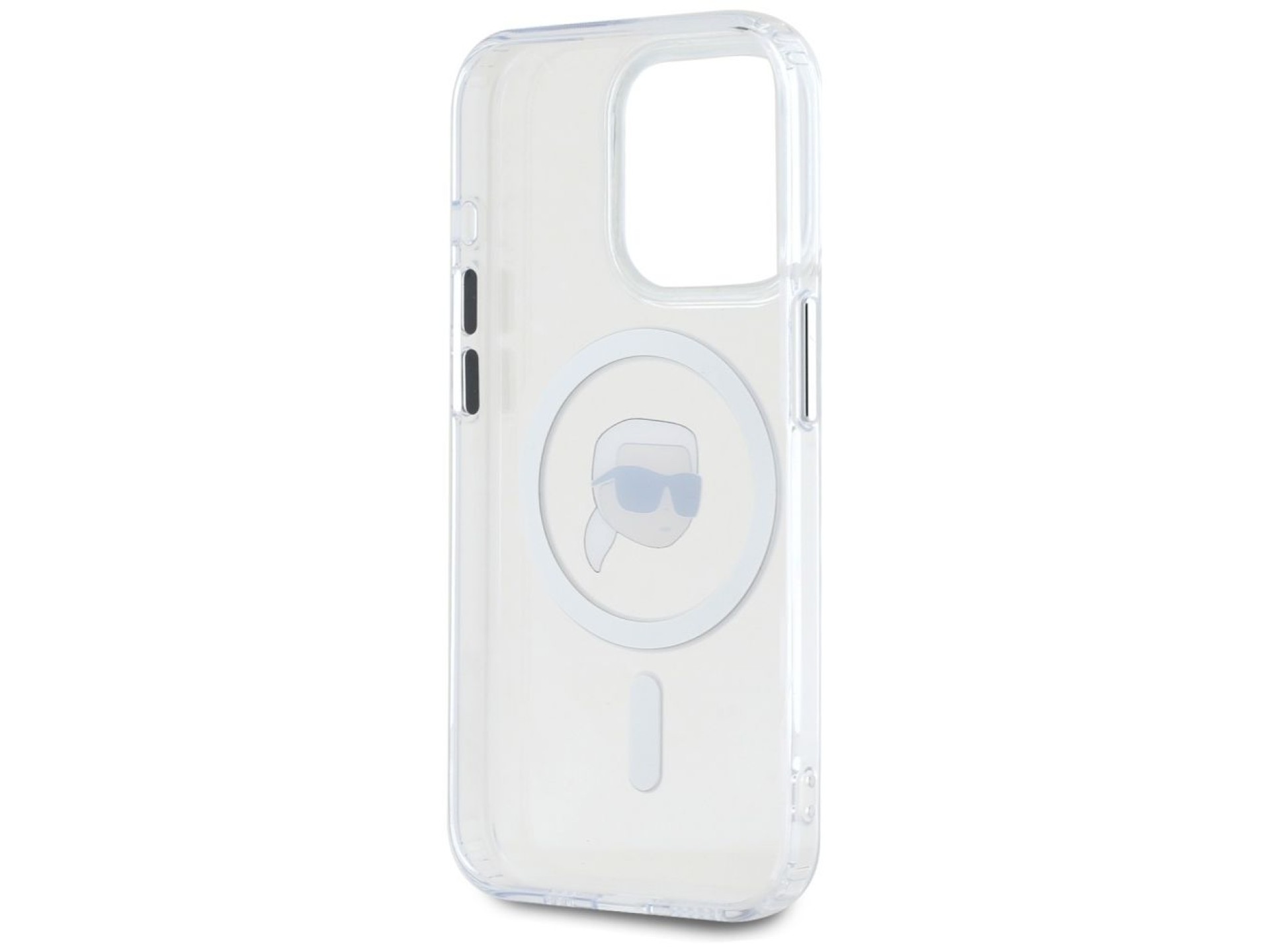 Funda Karl Lagerfeld IML Metal Karl Head MagSafe para iPhone 15 Pro Max blanca