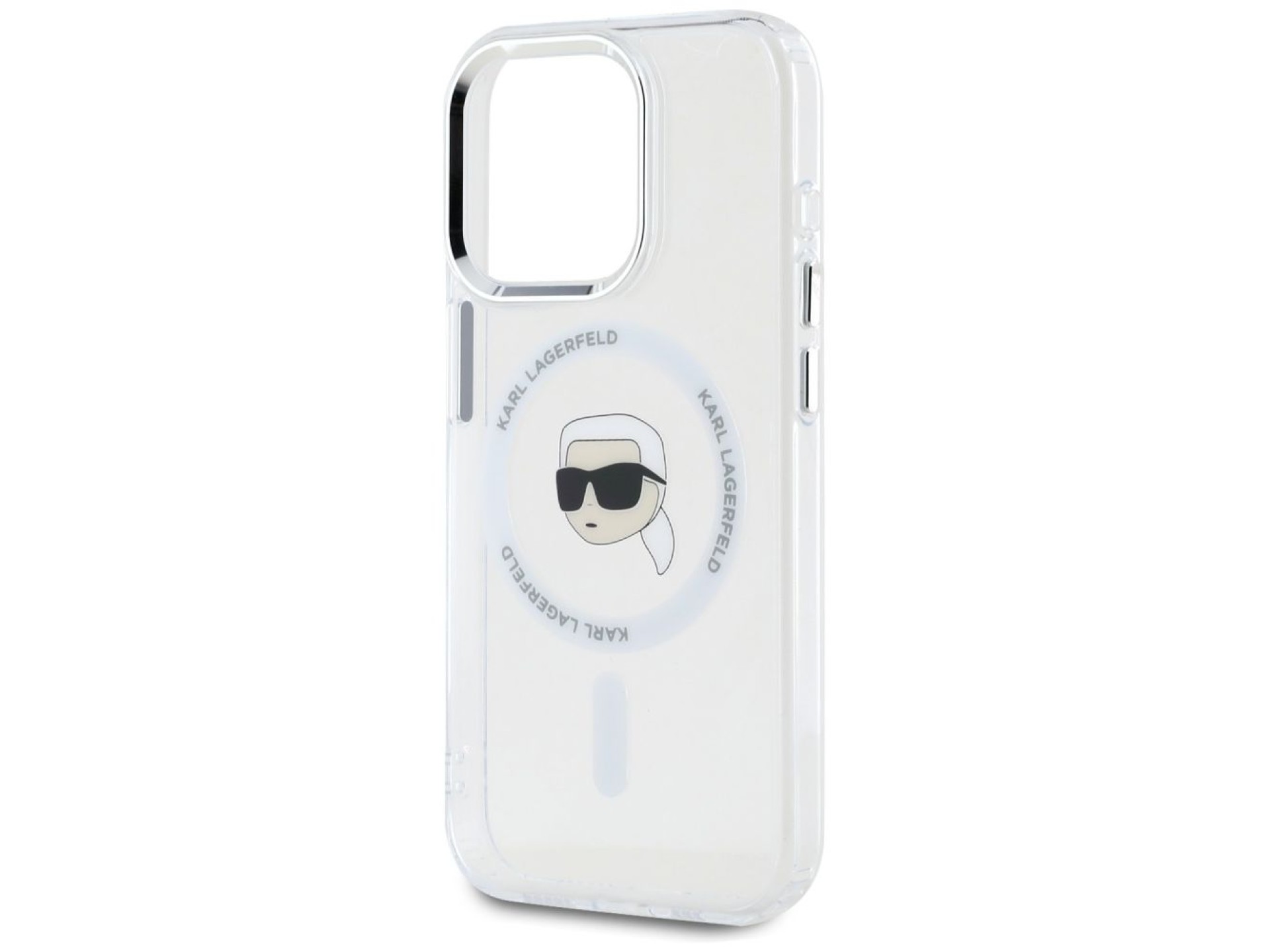 Funda Karl Lagerfeld IML Metal Karl Head MagSafe para iPhone 15 Pro blanca