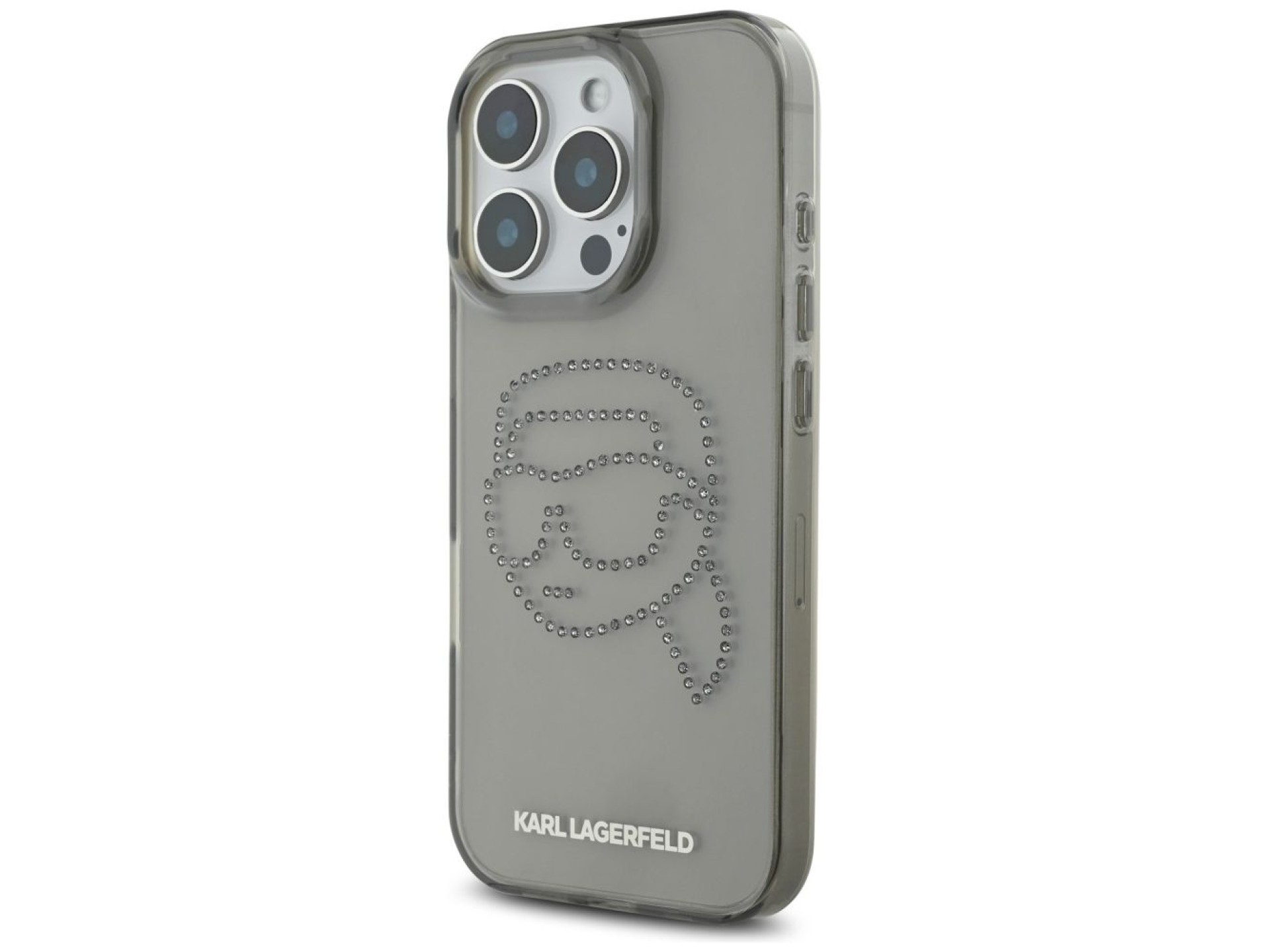 Karl Lagerfeld IML Rhinestones Karl Head Case for iPhone 16 Pro Black