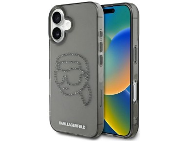 Karl Lagerfeld IML Rhinestones Karl Head Case for iPhone 16 Black Karl Lagerfeld IML Rhinestones Karl Head Case for iPhone 16 Black