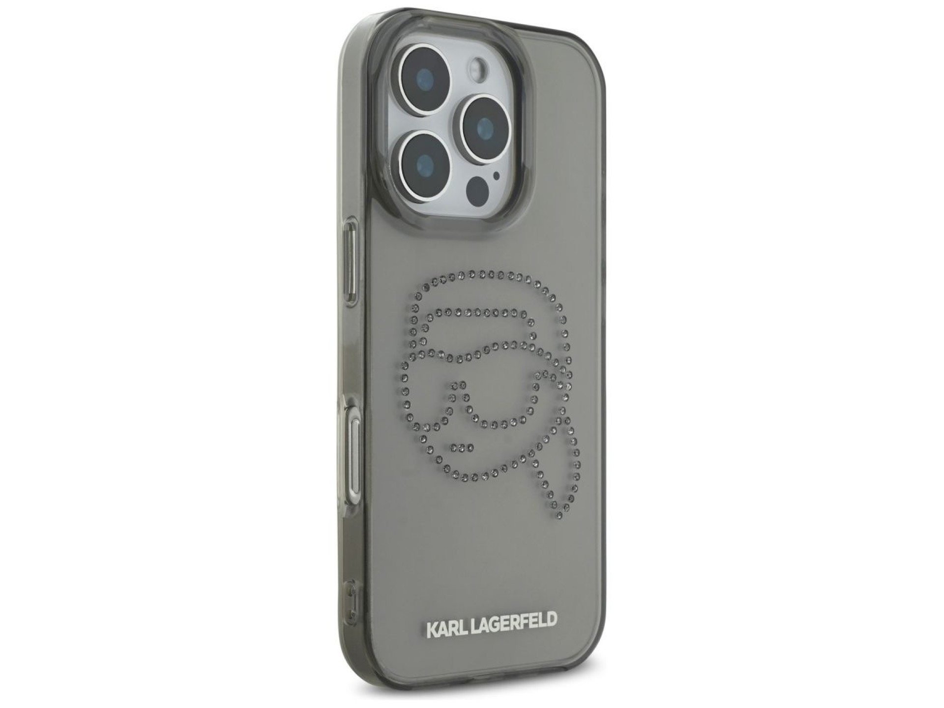 Karl Lagerfeld IML Rhinestones Karl Head Case for iPhone 16 Pro Black