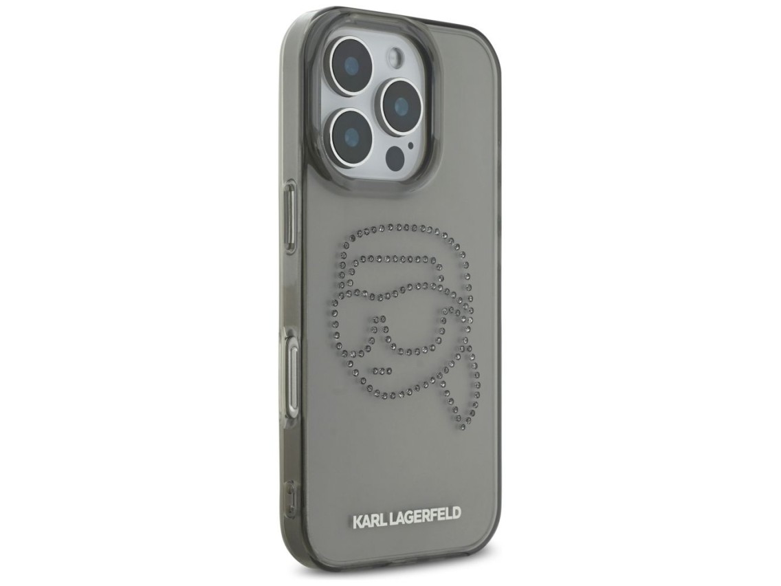Karl Lagerfeld IML Rhinestones Karl Head Case for iPhone 16 Pro Black
