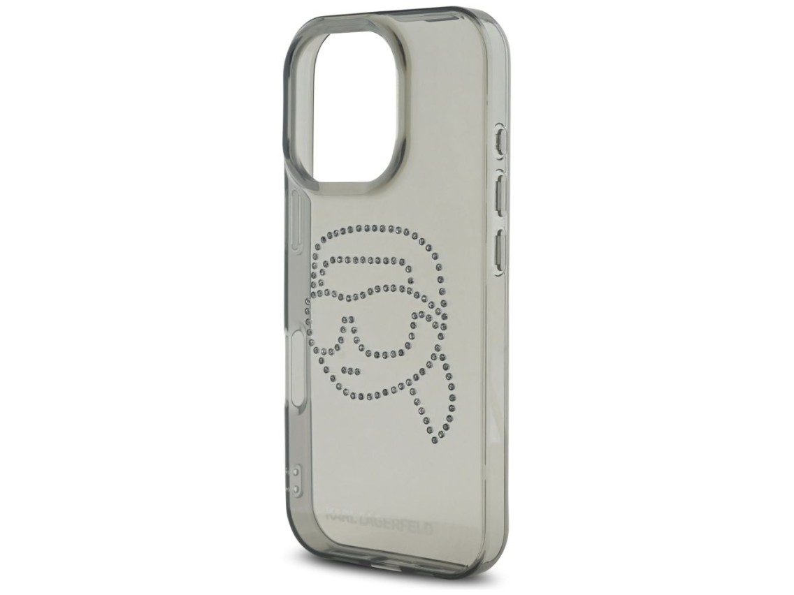 Karl Lagerfeld IML Rhinestones Karl Head Case for iPhone 16 Pro Black