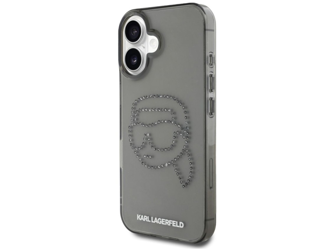 Karl Lagerfeld IML Rhinestones Karl Head Case for iPhone 16 Black
