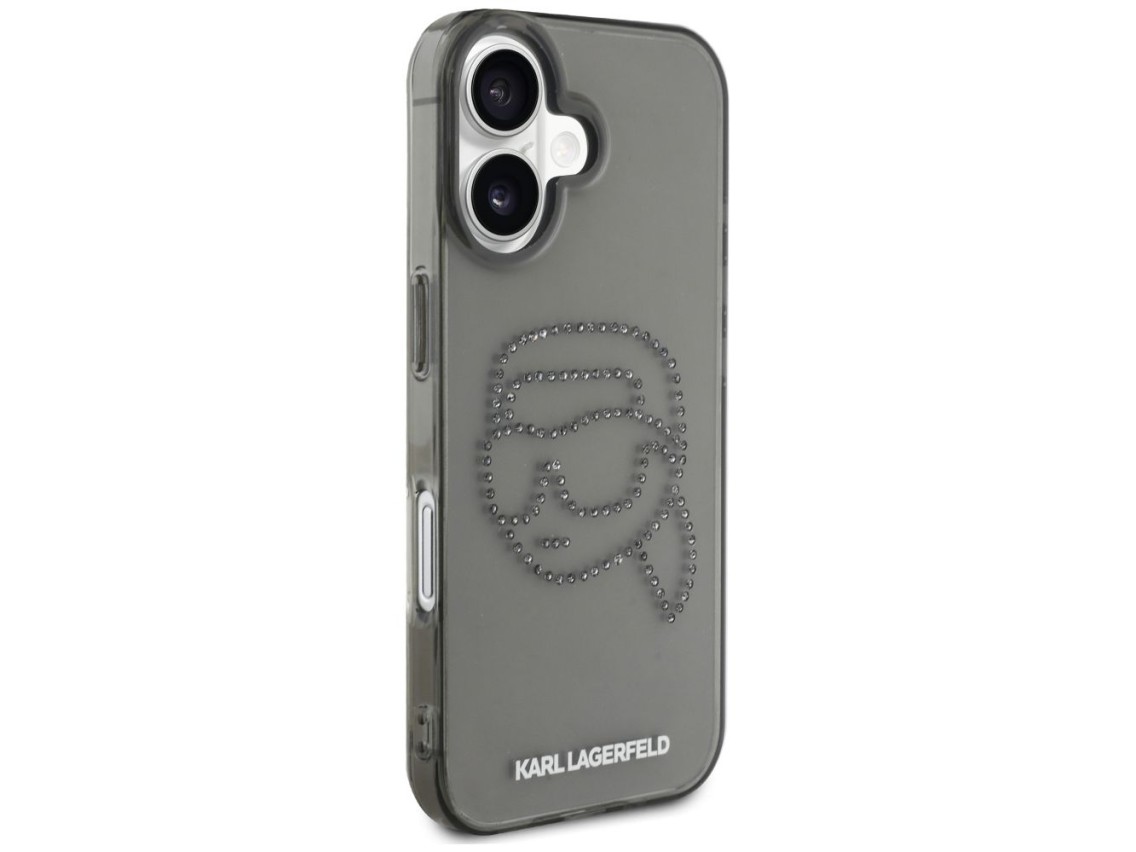 Karl Lagerfeld IML Rhinestones Karl Head Case for iPhone 16 Black