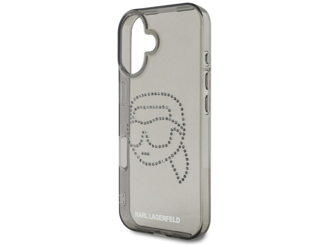Karl Lagerfeld IML Rhinestones Karl Head Case for iPhone 16 Black