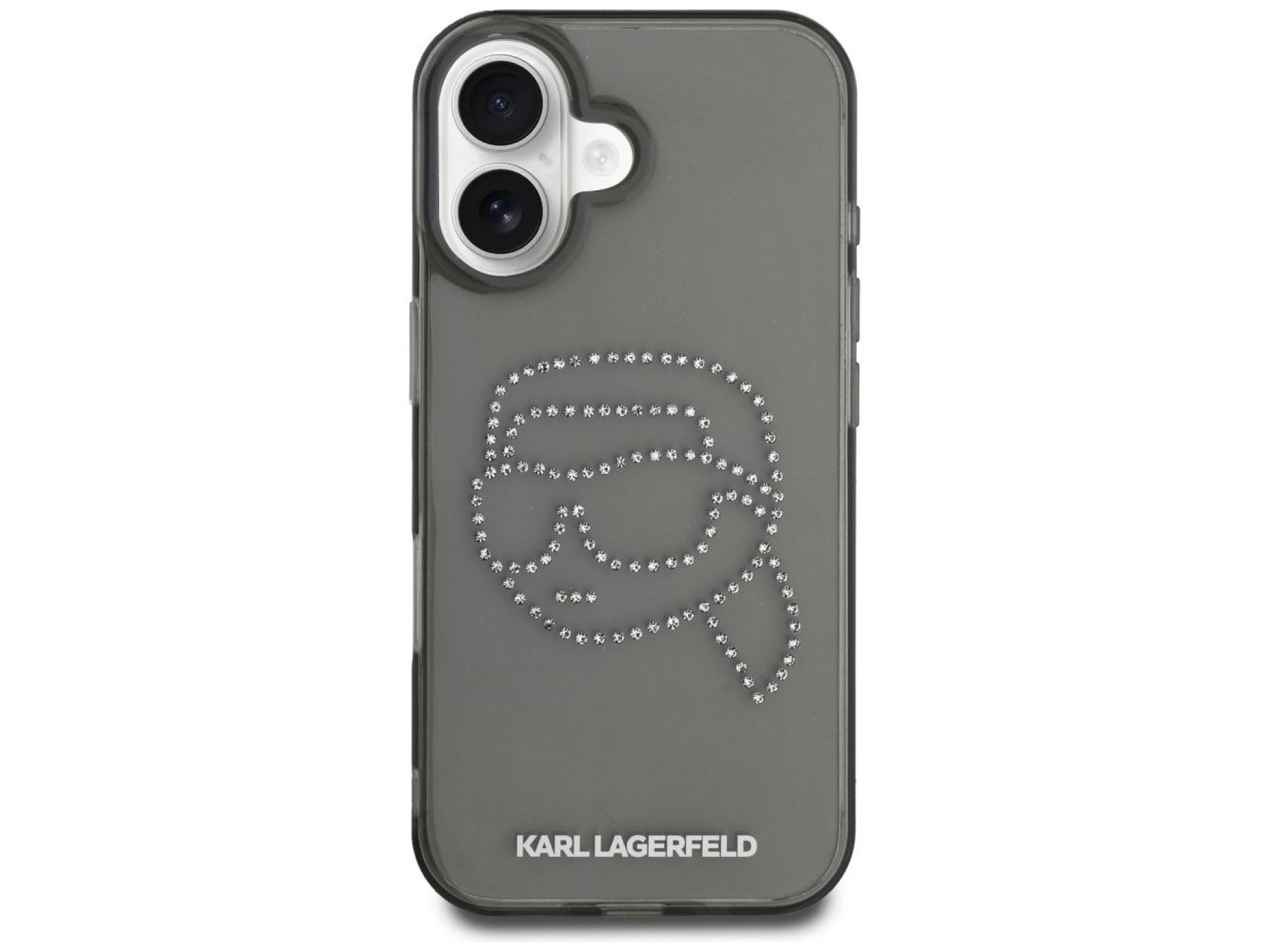 Karl Lagerfeld IML Rhinestones Karl Head Case for iPhone 16 Black