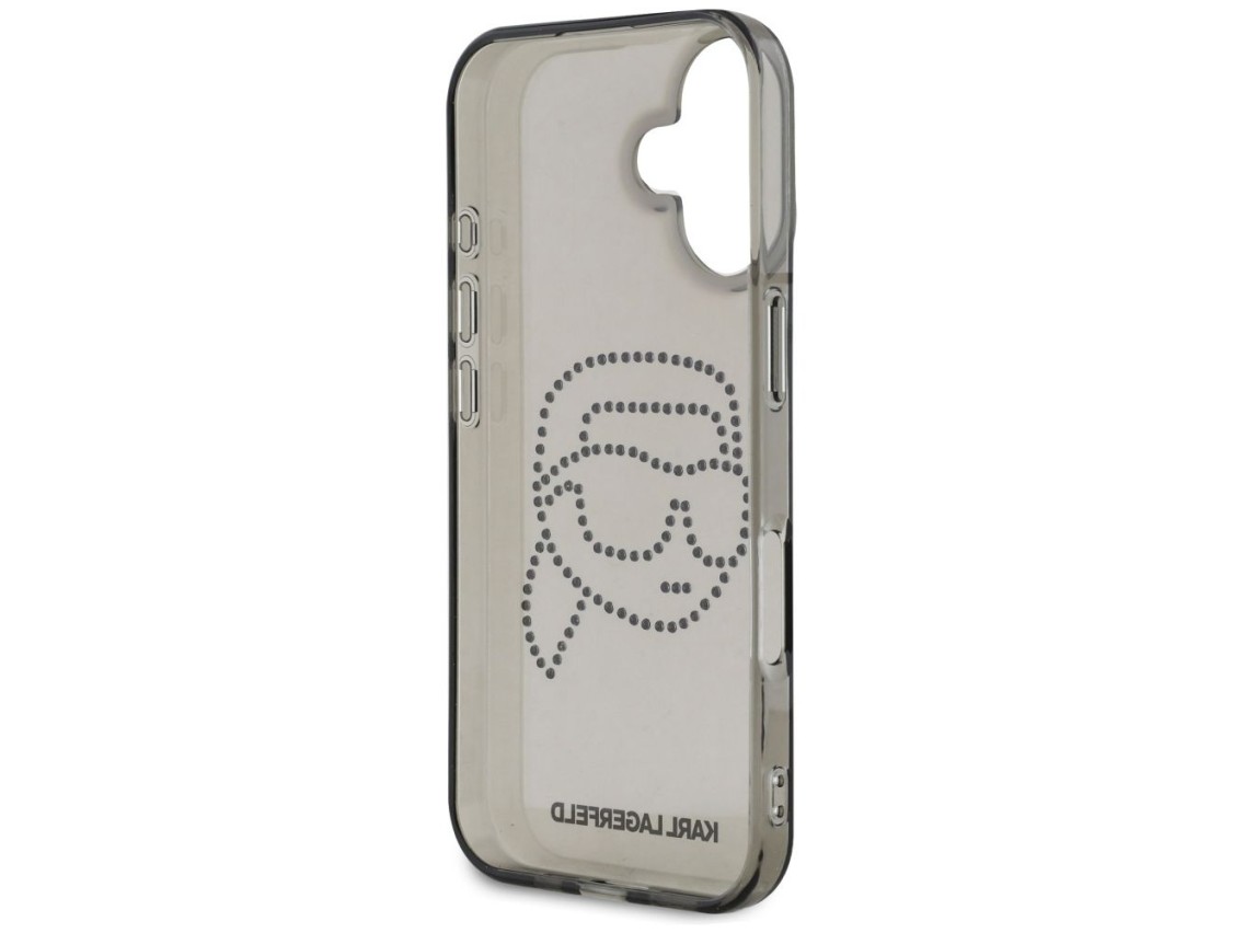 Karl Lagerfeld IML Rhinestones Karl Head Case for iPhone 16 Black