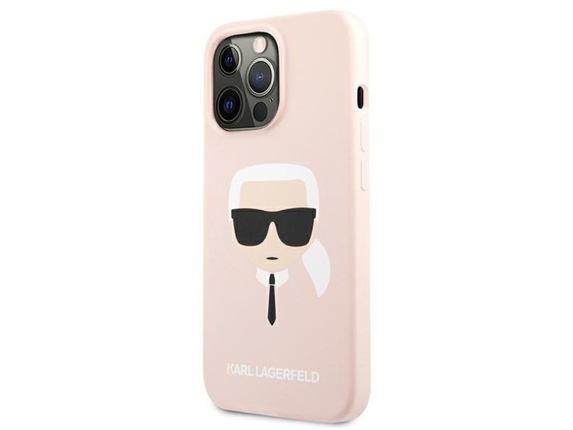 Capa de silicone Karl Lagerfeld com a cabeça de Karl para iPhone 13 Pro Max de 6,7" - Rosa Claro