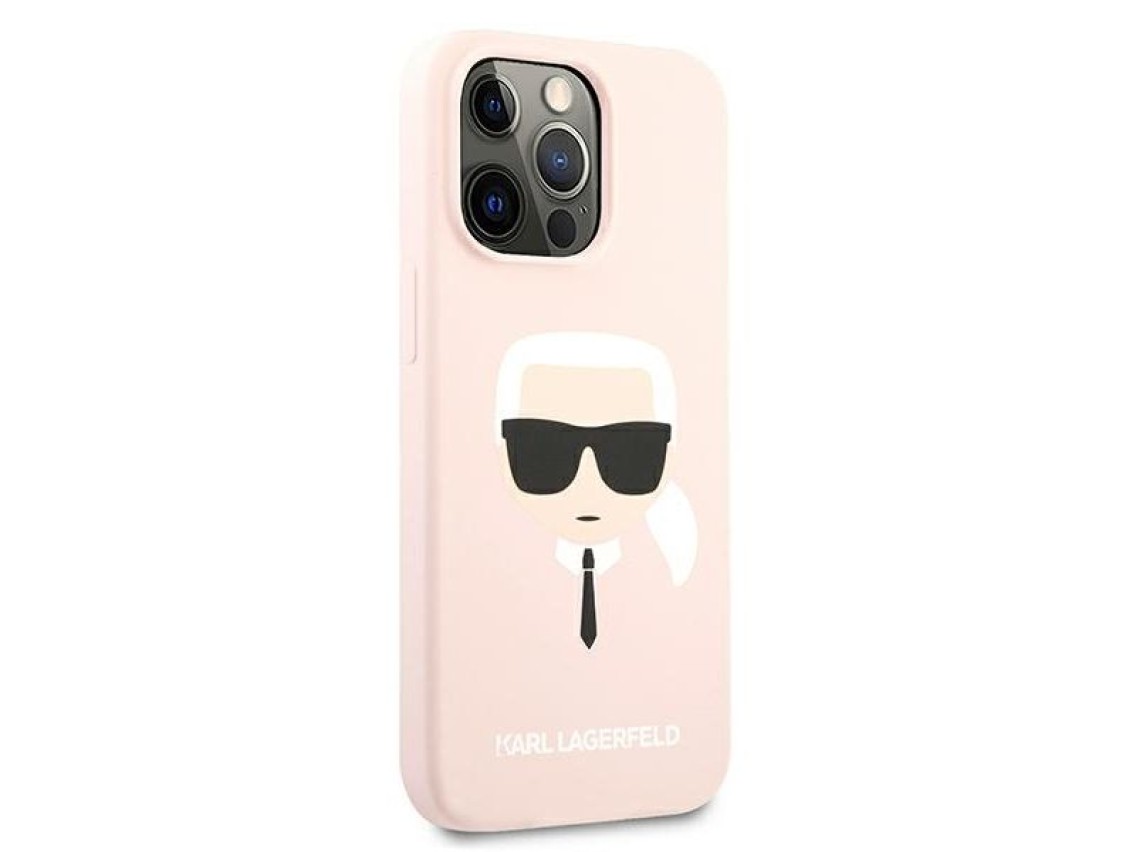 Capa de silicone Karl Lagerfeld com a cabeça de Karl para iPhone 13 Pro Max de 6,7" - Rosa Claro