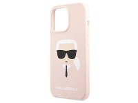 Capa de silicone Karl Lagerfeld com a cabeça de Karl para iPhone 13 Pro Max de 6,7" - Rosa Claro Capa de silicone Karl Lagerfeld com a cabeça de Karl para iPhone 13 Pro Max de 6,7" - Rosa Claro