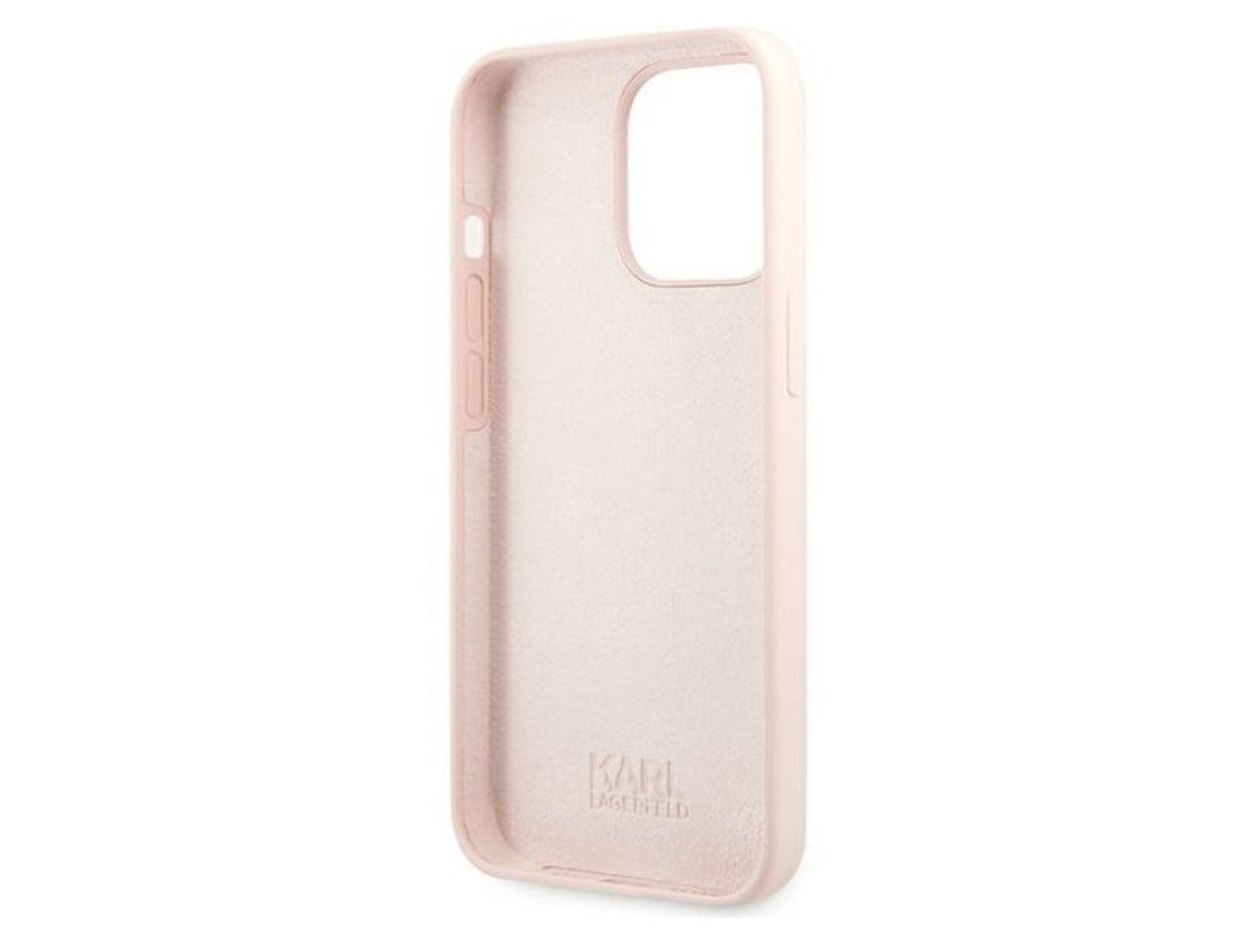 Capa de silicone Karl Lagerfeld com a cabeça de Karl para iPhone 13 Pro Max de 6,7" - Rosa Claro