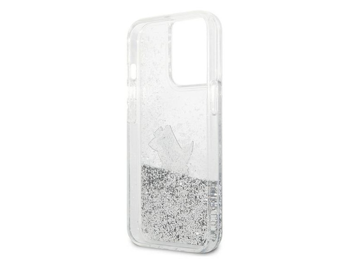 Karl Lagerfeld Liquid Glitter Choupette Fun case for iPhone 13 Pro Max 6.7" - silver
