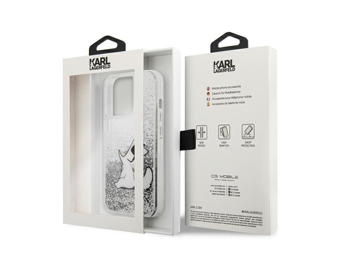 Karl Lagerfeld Liquid Glitter Choupette Fun case for iPhone 13 Pro Max 6.7" - silver