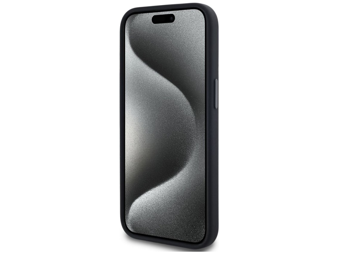 Capa MagSafe Karl Lagerfeld Silicone Shadow Metal Initial para iPhone 15, preta