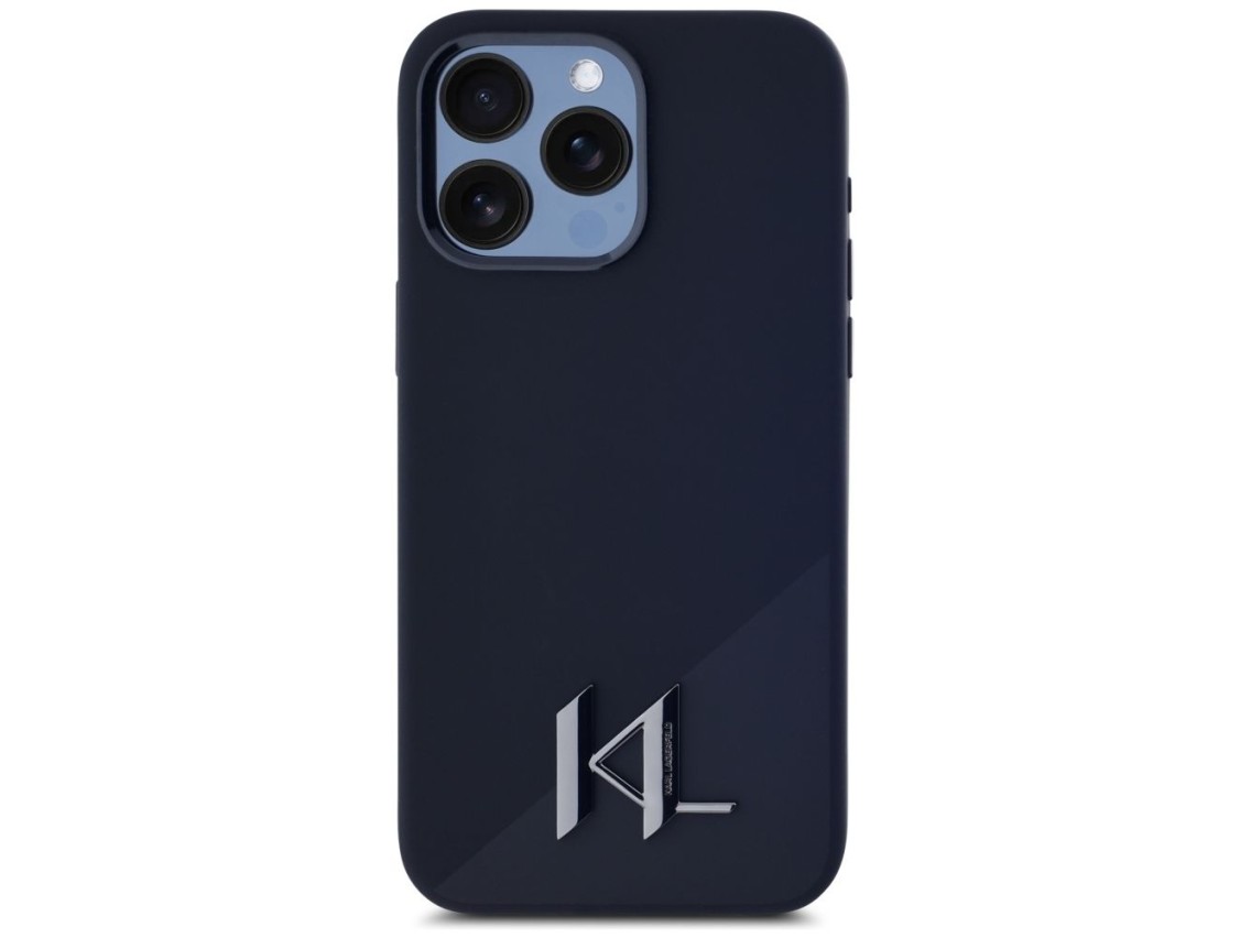 Karl Lagerfeld Silicone Shadow Metal Initial MagSafe Case for iPhone 15 Pro Max Black
