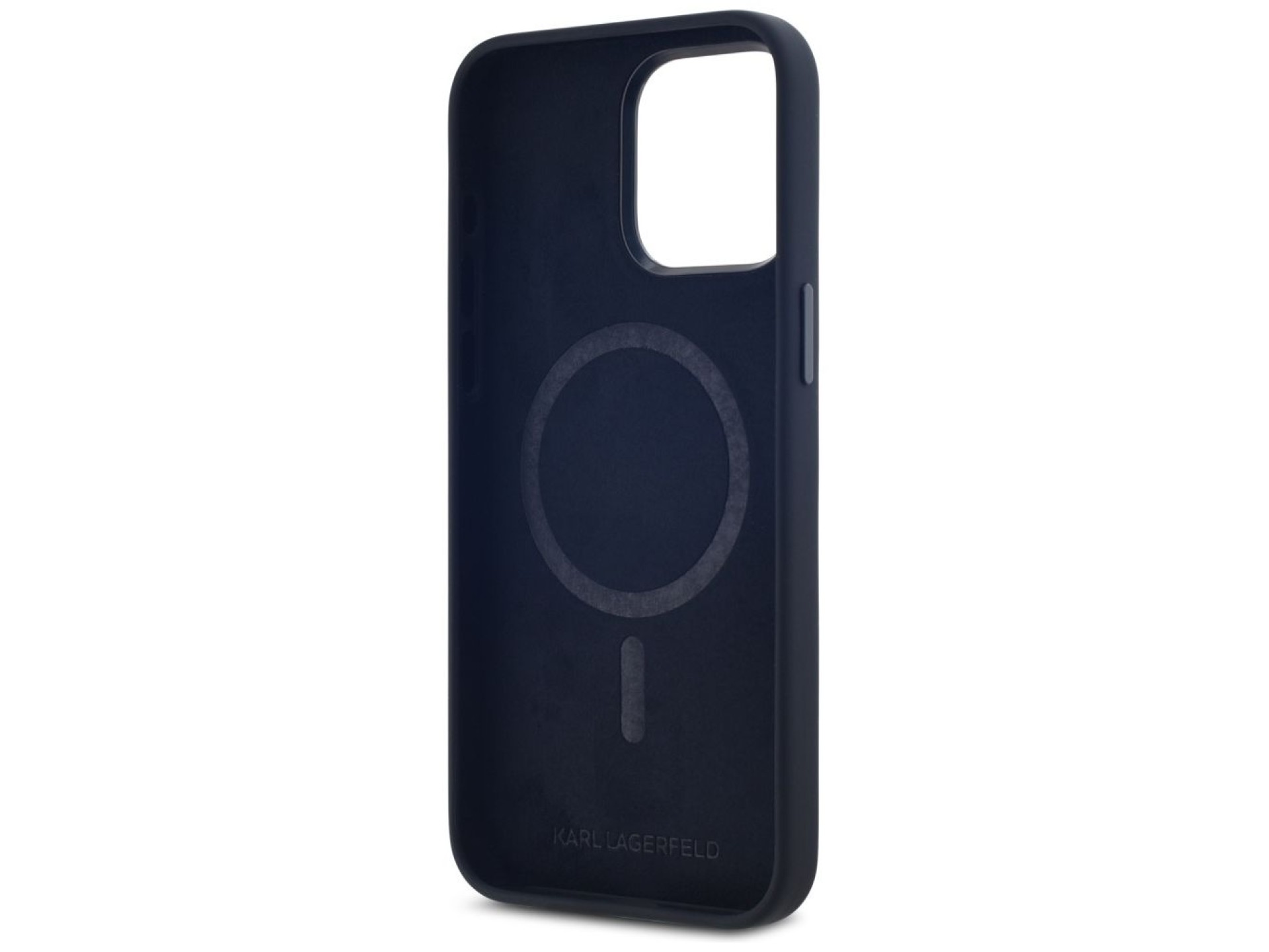 Karl Lagerfeld Silicone Shadow Metal Initial MagSafe Case for iPhone 15 Pro Max Black